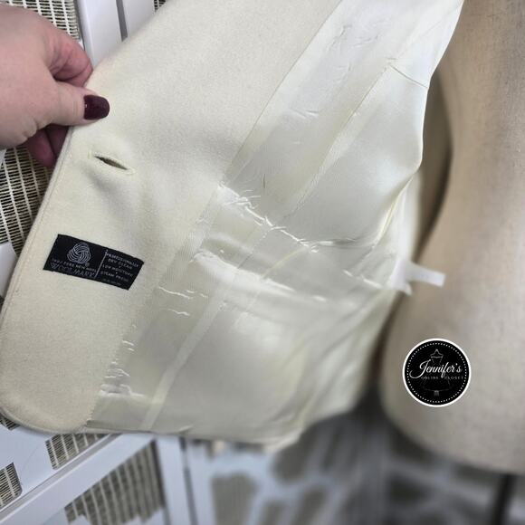 Adolfo International Cream Vintage One Button Closure Wool Blazer Unknown Size - Picture 7 of 13